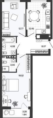 Планировка: 2-комн. 62,36 м² · этаж 1 из 5