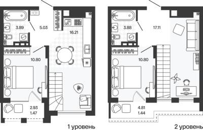 Планировка: 2-комн. 70,63 м² · этаж 5 из 5