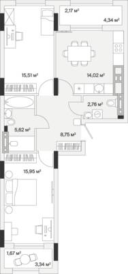 2-комнатная квартира 67,5 м² в ЖК АЭРО, Малое Исаково — фото 1