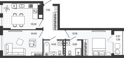 Планировка: 2-комн. 55,44 м² · этаж 4 из 5