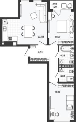 Планировка: 2-комн. 67,92 м² · этаж 4 из 5