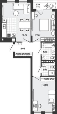 Планировка: 2-комн. 62,46 м² · этаж 5 из 5