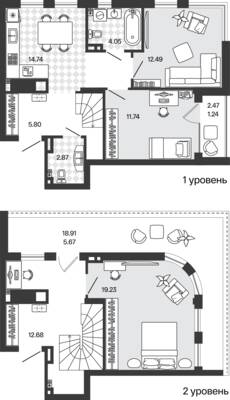 Планировка: 3-комн. 90,51 м² · этаж 5 из 5
