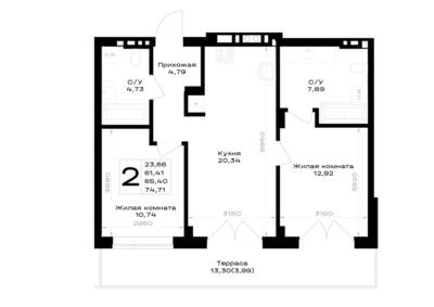 2-комнатная квартира 65,4 м² в ЖК Включи, Гурьевск — фото 1