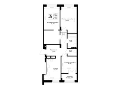 3-комнатная квартира 79,6 м² в ЖК Включи, Гурьевск — фото 1