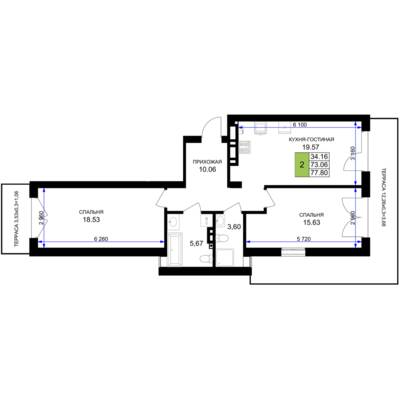 2-комнатная квартира 80,7 м² в ЖК Включи, Гурьевск — фото 1