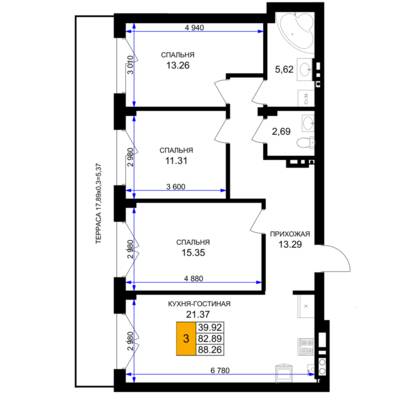 3-комнатная квартира 89 м² в ЖК Включи, Гурьевск — фото 1
