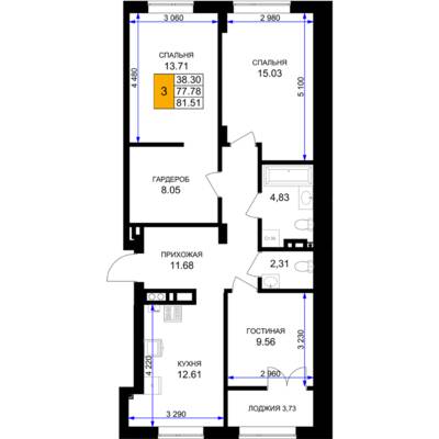 3-комнатная квартира 82,3 м² в ЖК Включи, Гурьевск — фото 1