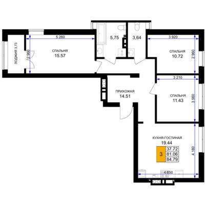 3-комнатная квартира 85,8 м² в ЖК Включи, Гурьевск — фото 1