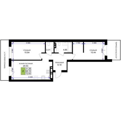 2-комнатная квартира 73,7 м² в ЖК Включи, Гурьевск — фото 1