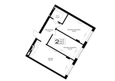 Планировка: 2-комн. 65,31 м² · этаж 1 из 7