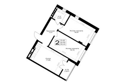 2-комнатная квартира 62,46 м² в ЖК Включи, Гурьевск — фото 1