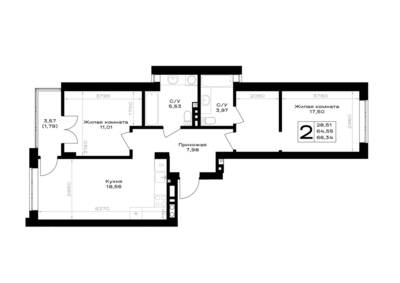 2-комнатная квартира 66,34 м² в ЖК Включи, Гурьевск — фото 1