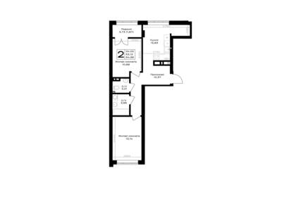 Планировка: 2-комн. 54,99 м² · этаж 7 из 7