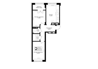 Планировка: 2-комн. 55,46 м² · этаж 3 из 7