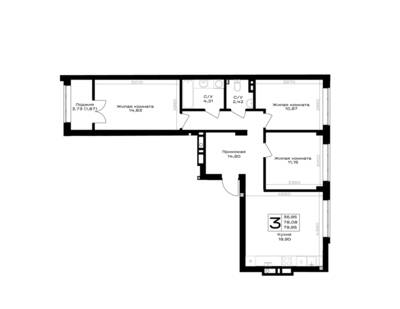 Планировка: 3-комн. 79,95 м² · этаж 7 из 7
