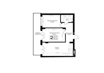 Планировка: 2-комн. 69,09 м² · этаж 1 из 7