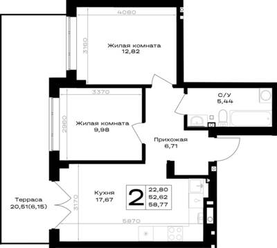 2-комнатная квартира 58,77 м² в ЖК Включи, Гурьевск — фото 1