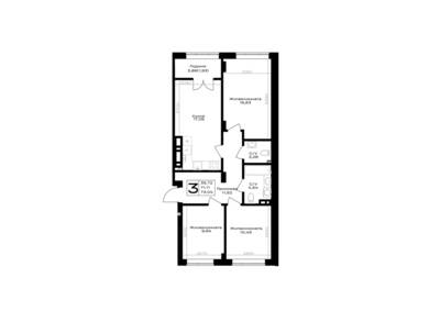 Планировка: 3-комн. 73,04 м² · этаж 3 из 7