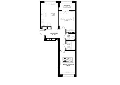 2-комнатная квартира 55,46 м² в ЖК Включи, Гурьевск — фото 1