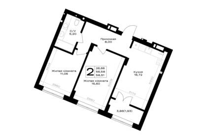 2-комнатная квартира 58,51 м² в ЖК Включи, Гурьевск — фото 1