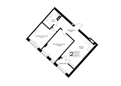 2-комнатная квартира 58,97 м² в ЖК Включи, Гурьевск — фото 1