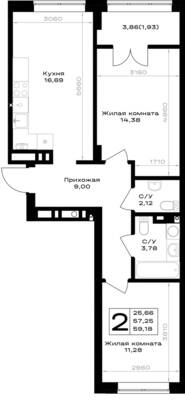 2-комнатная квартира 59,18 м² в ЖК Включи, Гурьевск — фото 1