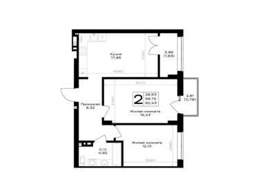 2-комнатная квартира 62,43 м² в ЖК Включи, Гурьевск — фото 1