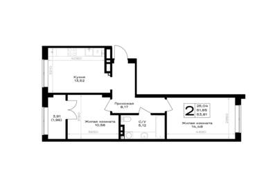 2-комнатная квартира 53,81 м² в ЖК Включи, Гурьевск — фото 1
