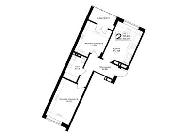 2-комнатная квартира 55,95 м² в ЖК Включи, Гурьевск — фото 1