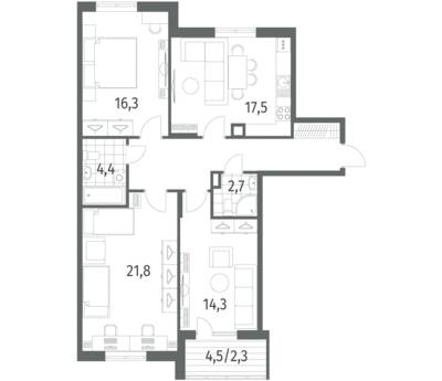 3-комнатная квартира 92,3 м² в ЖК Речной парк, Гурьевск — фото 1