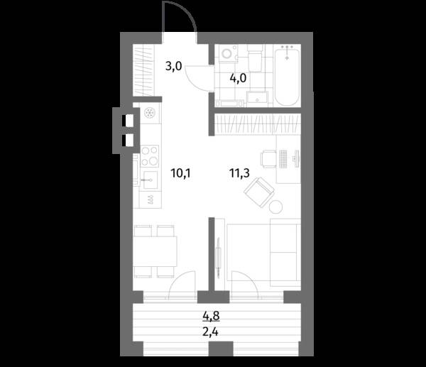 1-комнатная квартира 30,9 м² в ЖК Речной парк, Гурьевск — фото 1