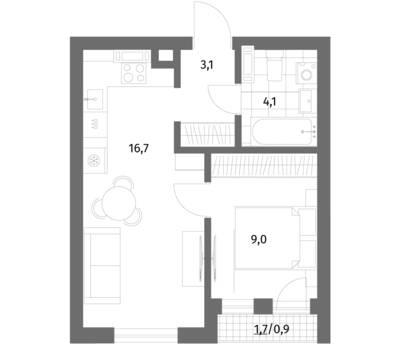1-комнатная квартира 34 м² в ЖК Речной парк, Гурьевск — фото 1