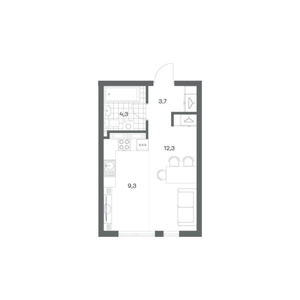 1-комнатная квартира 29,6 м² в ЖК Гагарина 30, Калининград — фото 1