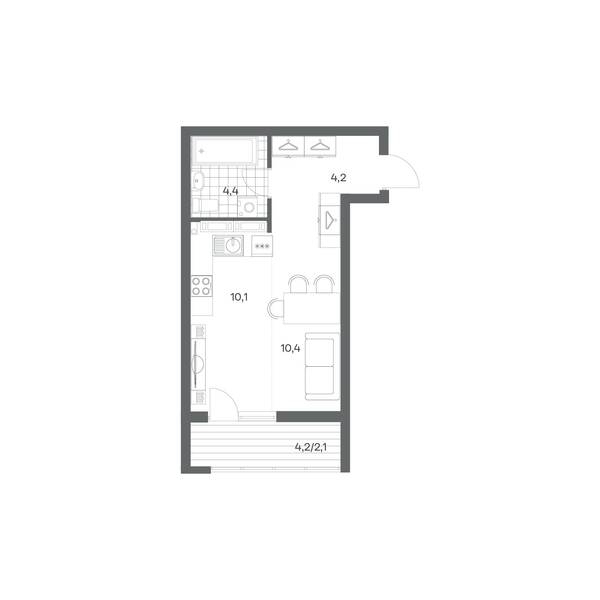 1-комнатная квартира 31,2 м² в ЖК Гагарина 30, Калининград — фото 1